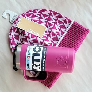 🔥4.99SHIP🔥🆕️Michael Kors MK Print Knit Beanie & RTIC Stainless Steel Tumbler